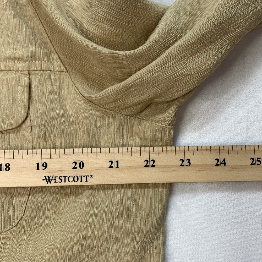 Kleen Beige Silk Linen Blend Button Down Shirt Jacket Blouse Sz XL Casual Career - Picture 6 of 8